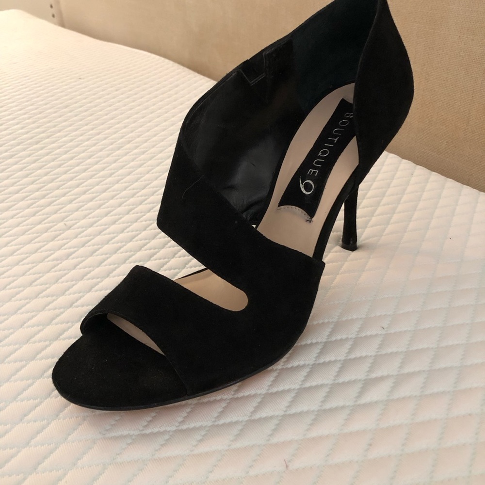 Classic black suede After Five dressy heels